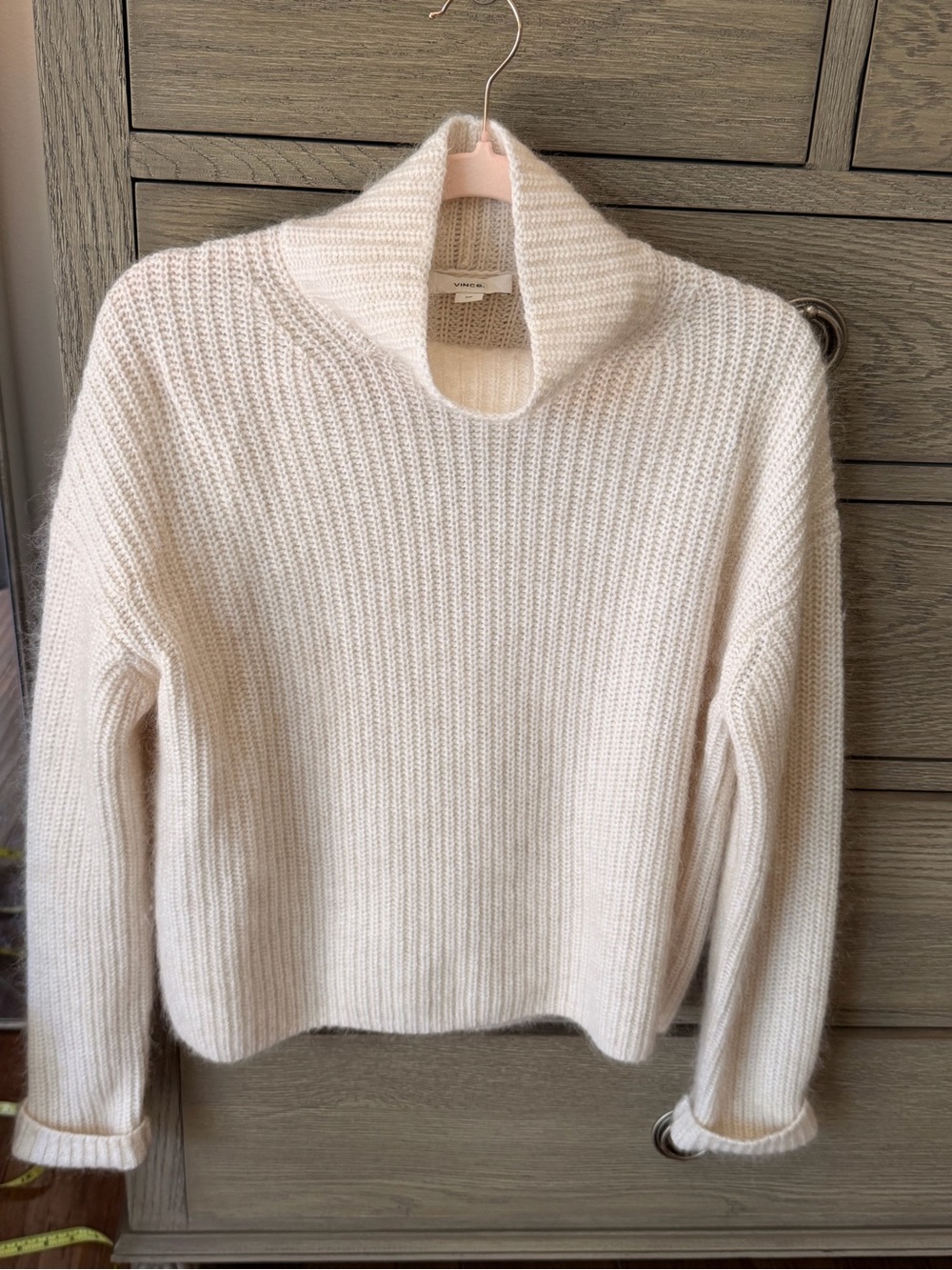 Vince Cream Ribbed Cowl Neck Sweater- brand new without tags